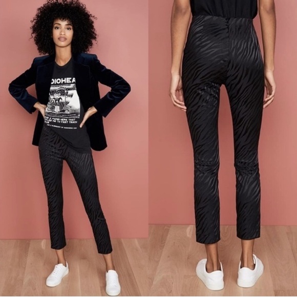 NEW! rag & bone Simone Pant Italian Zebra Print Jacquard Slim Fit Cropped Pants! - Picture 2 of 8